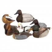 SIX CARVED WOOD DUCKS & PRIMIT
