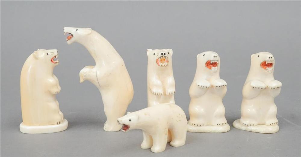 SIX CARVINGS OF POLAR BEARSSix