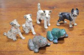 SIX CAST IRON ANIMAL DOORSTOPS