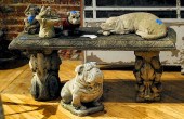 SIX CAST STONE GARDEN ITEMS BE