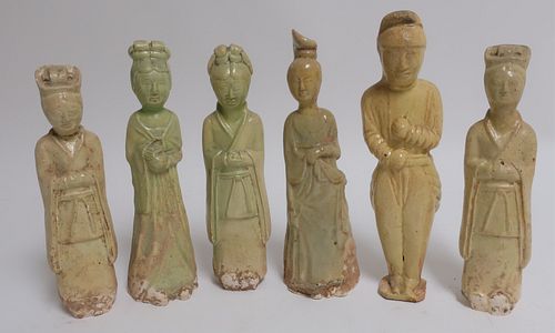 SIX CELADON GLAZED TOMB