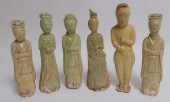 SIX CELADON GLAZED TOMB FIGURE
