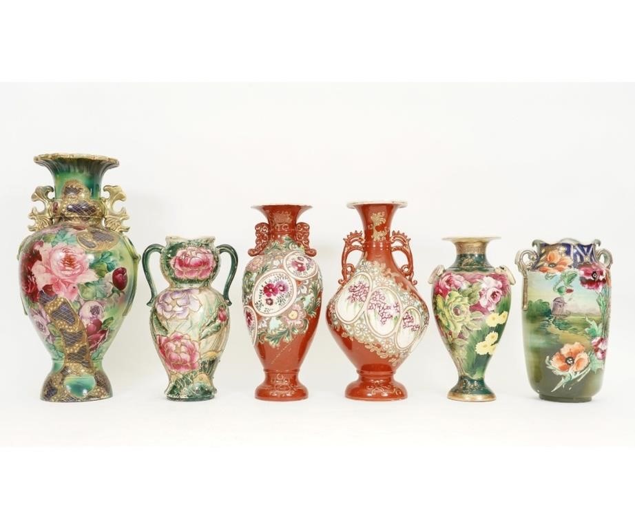 Six ceramic vase, circa 1900, all