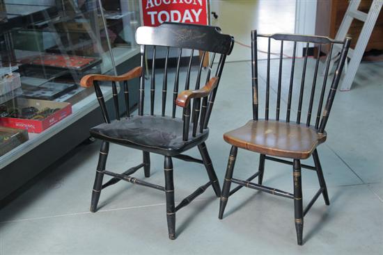 SIX CHAIRS. Five black painted