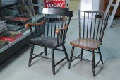 SIX CHAIRS. Five black painted