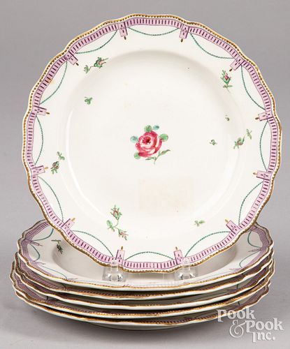 SIX CHELSEA PORCELAIN PLATESSix