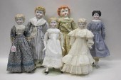 SIX CHINA HEAD DOLLS: 4 WITH B