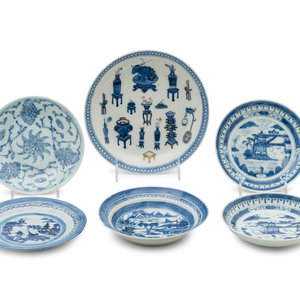 Six Chinese Blue and White