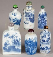 SIX CHINESE BLUE AND WHITE POR