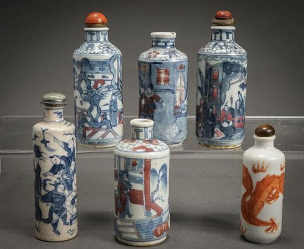 SIX CHINESE BLUE AND WHITE AND