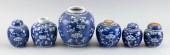 SIX CHINESE BLUE AND WHITE POR