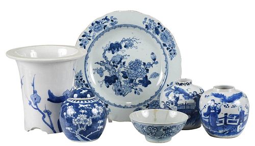 SIX CHINESE BLUE AND WHITE