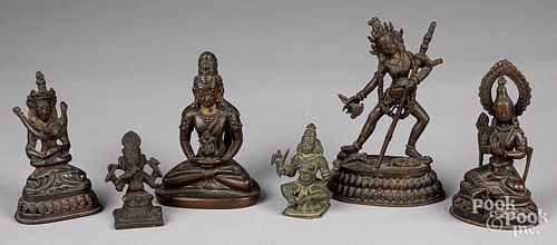 SIX CHINESE BRONZE BUDDHA