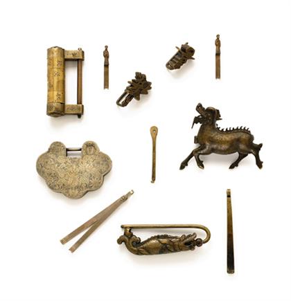 Six Chinese bronze figural and