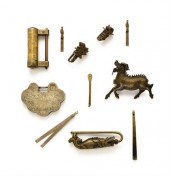Six Chinese bronze figural and