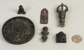 SIX CHINESE BRONZE & METAL OBJ