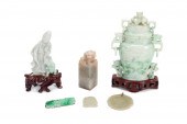 SIX CHINESE CARVED HARDSTONE D
