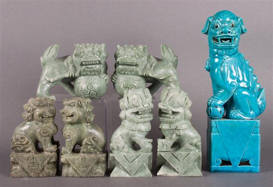 Six Chinese carved hardstone foo