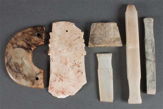 Six Chinese carved jade objects