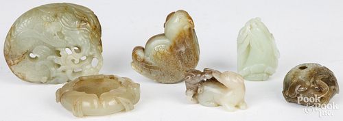 SIX CHINESE CARVED JADESSix Chinese