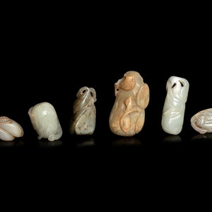 Six Chinese Celadon Jade Carvings