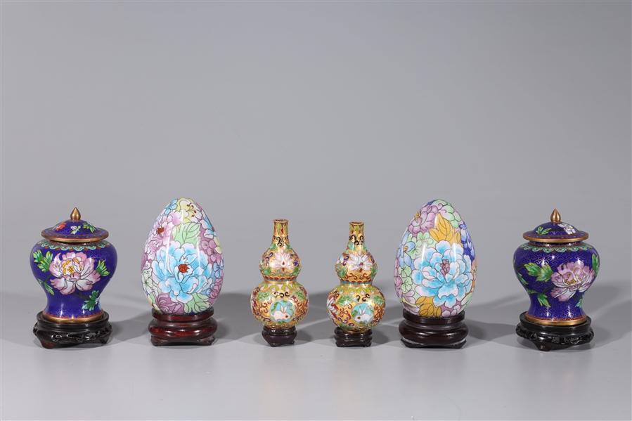 Six Chinese cloisonné enamels,