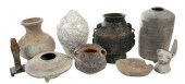 SIX CHINESE EARTHENWARE AND BR