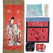 Six Chinese Embroidered and Wo