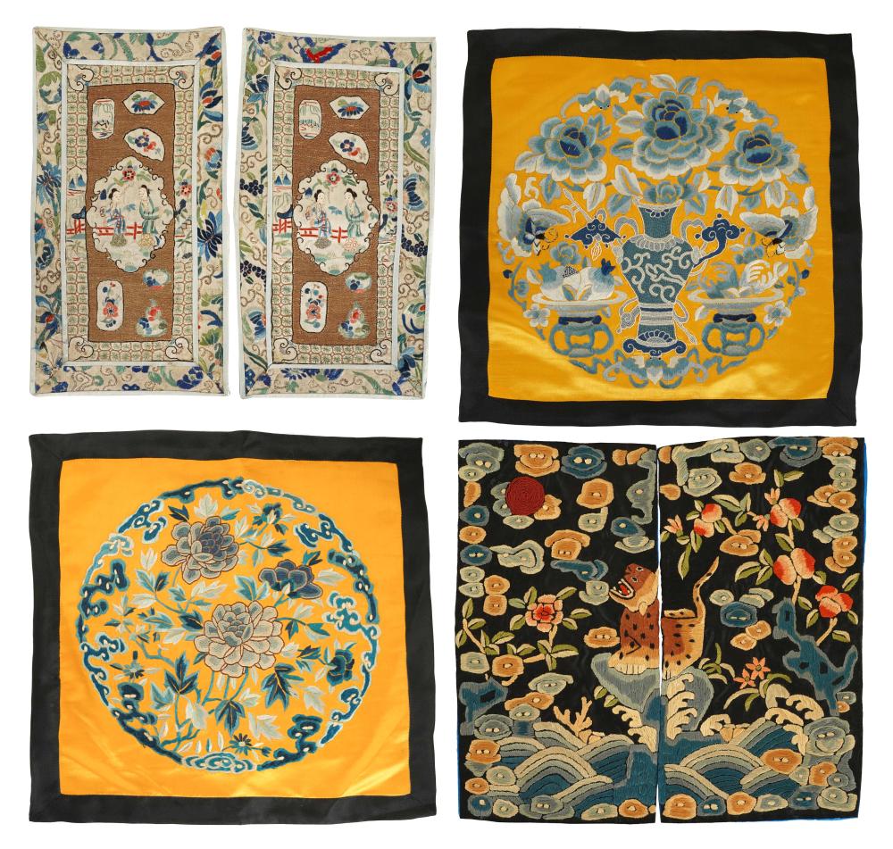 SIX CHINESE EMBROIDERED SILK