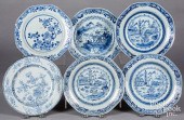 SIX CHINESE EXPORT BLUE AND WH