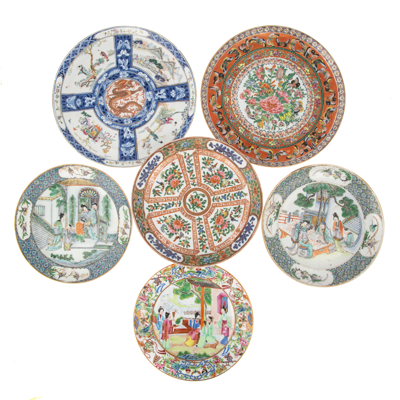 SIX CHINESE EXPORT PLATES