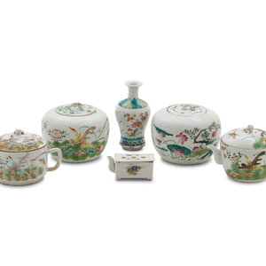 Six Chinese Famille Rose 'Flowers