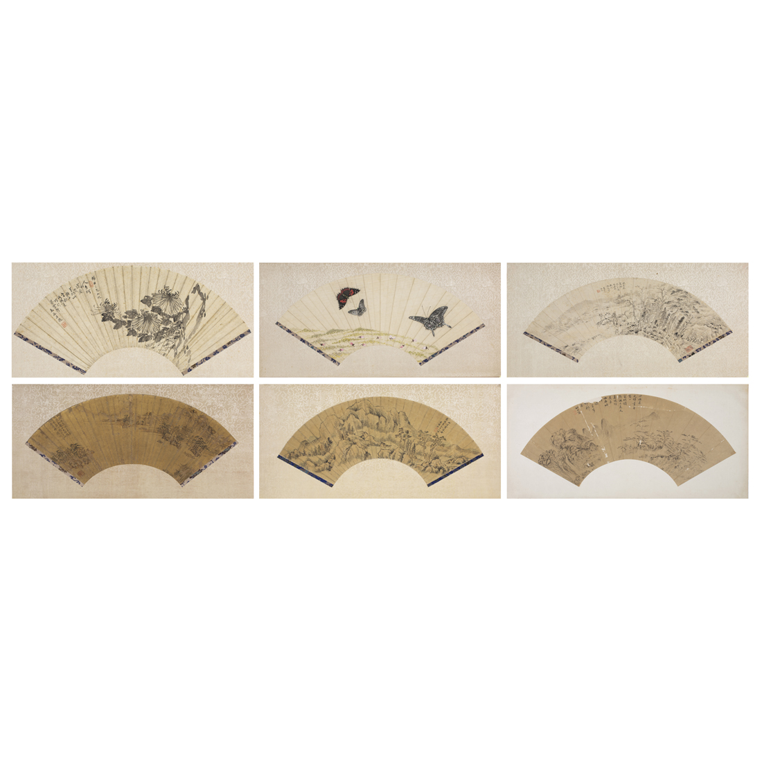 SIX CHINESE FAN PAINTINGS Six