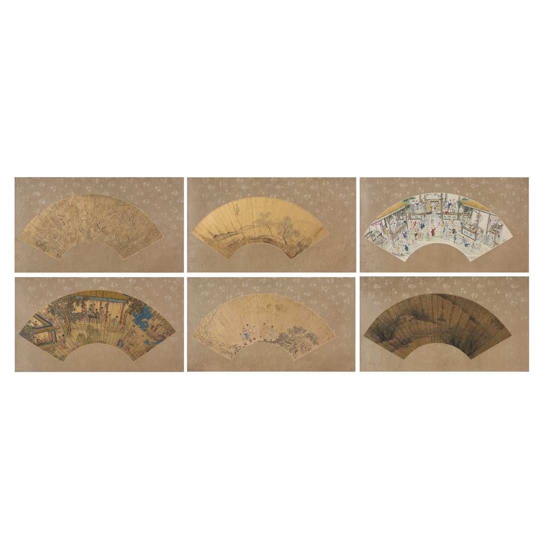 SIX CHINESE FAN PAINTINGS Six