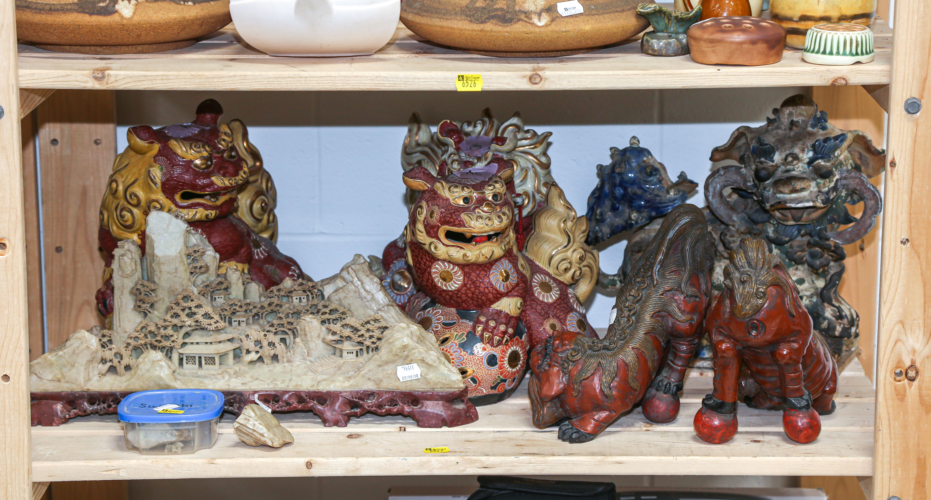 SIX CHINESE FOO LIONS Including a