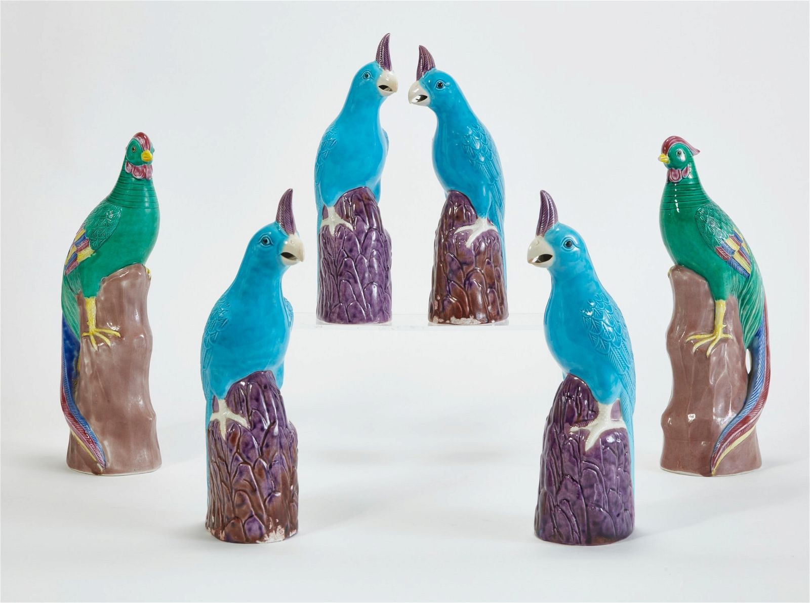 SIX CHINESE GLAZED PORCELAIN MODELS