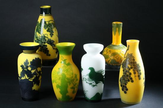 SIX CHINESE GREEN CUT TO YELLOW AND