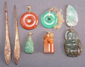 SIX CHINESE HARDSTONE PENDANTS
