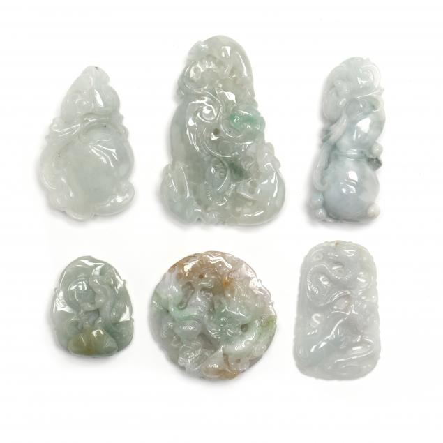 SIX CHINESE JADE CARVINGS  Jade