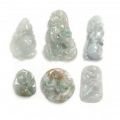 SIX CHINESE JADE CARVINGS  Jad