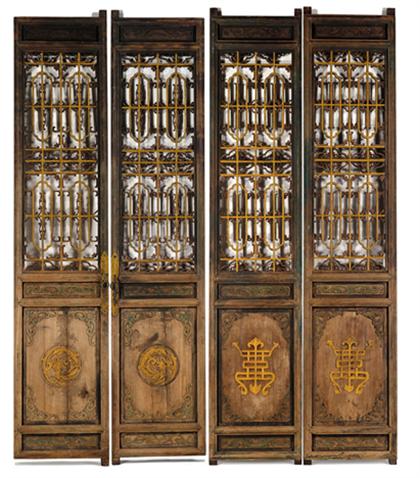 Six Chinese painted and gilded