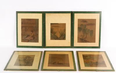 Six Chinese paintings, each 26cm