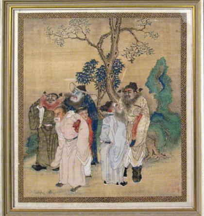 Six Chinese paintings    qing