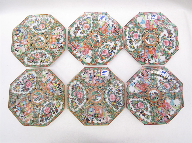 SIX CHINESE ROSE MEDALLION