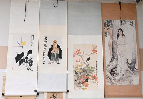 SIX CHINESE SCROLLS, TO INCLUDE ONE