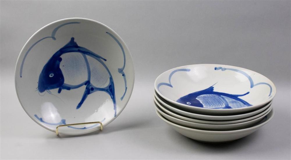 SIX CHINESE UNDERGLAZE BLUE AND