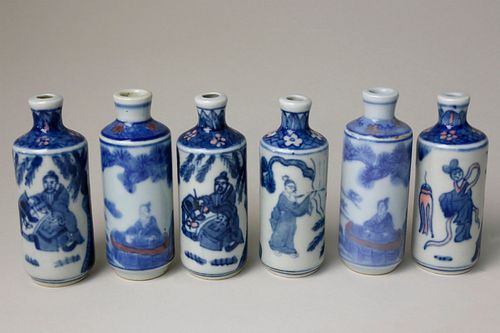 SIX CHINESE UNDERGLAZE BLUE AND
