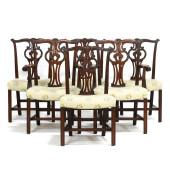 SIX CHIPPENDALE STYLE CARVED M