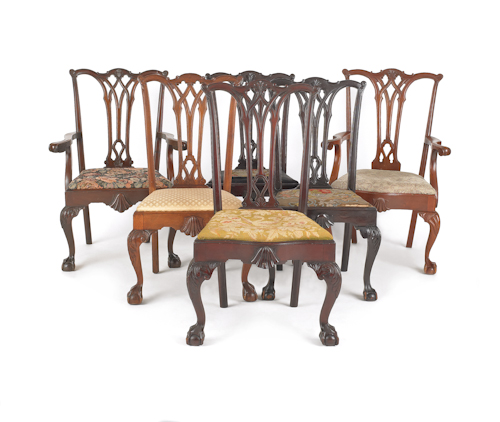 Six Chippendale style dining