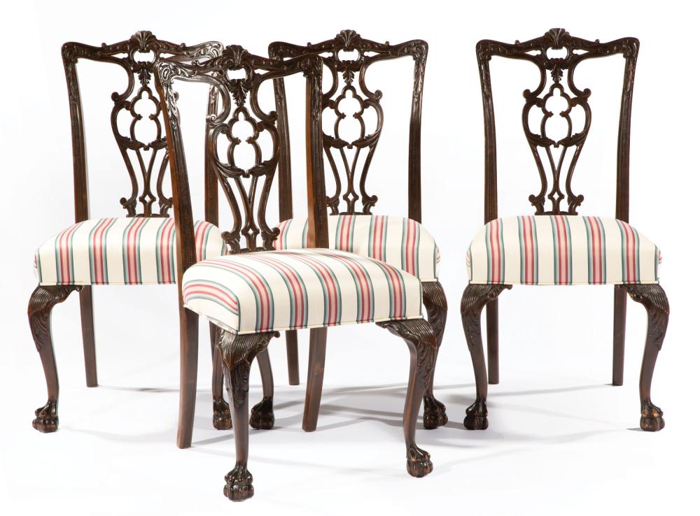 SIX CHIPPENDALE-STYLE MAHOGANY